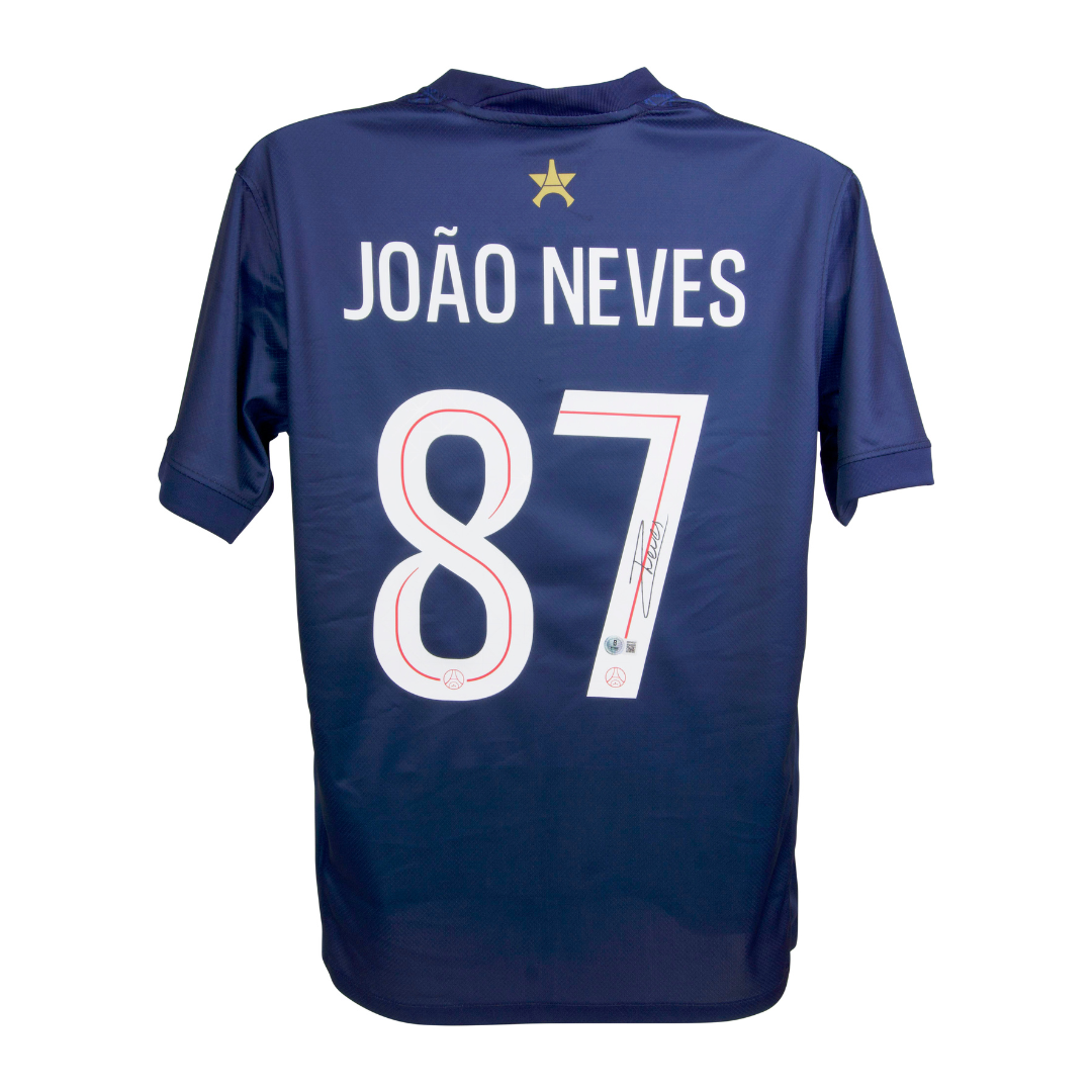 Joao Neves Signed PSG Home Soccer Jersey #87 with Beckett Witness